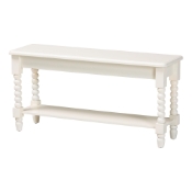 Baxton Studio Bayard Accent Bench with Bobbin Legs - Spindle Leg Entryway Bench with Shelf, Cottage Farmhouse Style Hallway or Mudroom Seating
